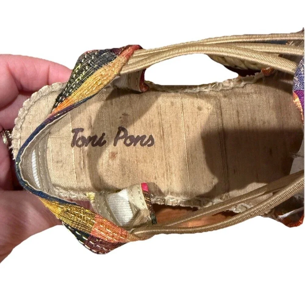 Toni Pons Gold Metallic Slingback Espadrille Sandals Women's EU Size 36/US 5.5-6